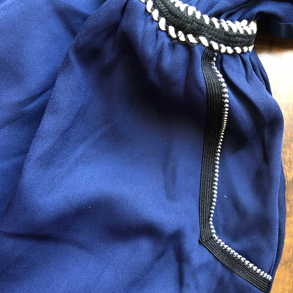 Maison Jules Crochet Trim Fit Flare Blue Dress - Picture 4 of 8